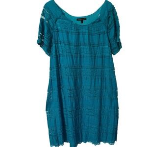 Chris McLaughlin Women's Teal Lace Tiered Dress Size 18 Short Sleeve